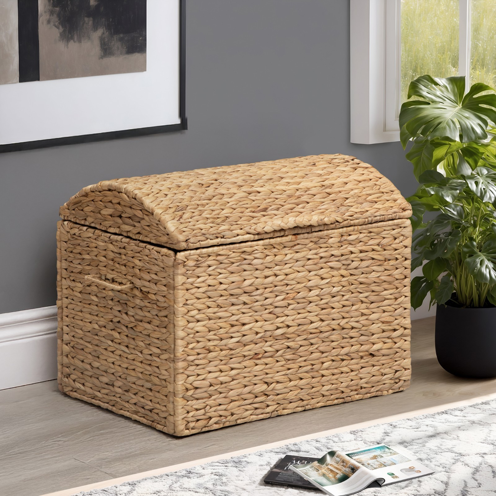 eHemco Water Hyacinth Storage Trunk with Arch Lid, 20.5"x14.5"x16" (Collectible) gallery