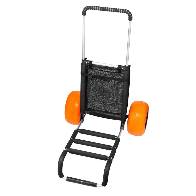 Folding Beach Dolly: 165lb Load, 12" Solid Wheels, 27-44.7" Height gallery