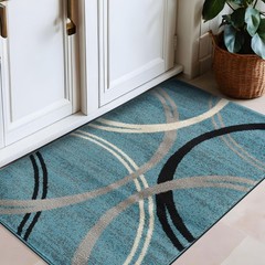 Blue Rectangular Area Rug 2 7 X 4 Soft Durable Polypropylene For Indoor Use