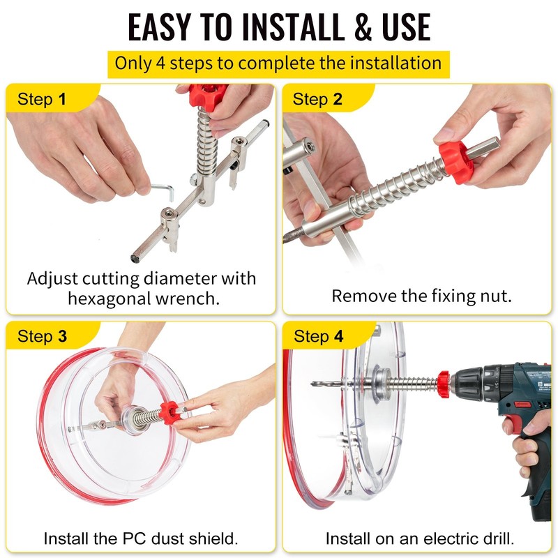 Adjustable Hole Saw Cutter Kit, 1-5/8" to 11-13 /16" (40-300 mm), Recessed Hol gallery