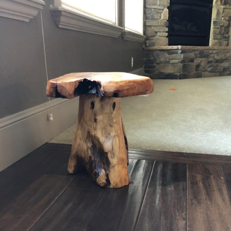 Rustic Cedar Roots Flower Stand Stool, Tree Stump Stool Side Table 19.5" H gallery