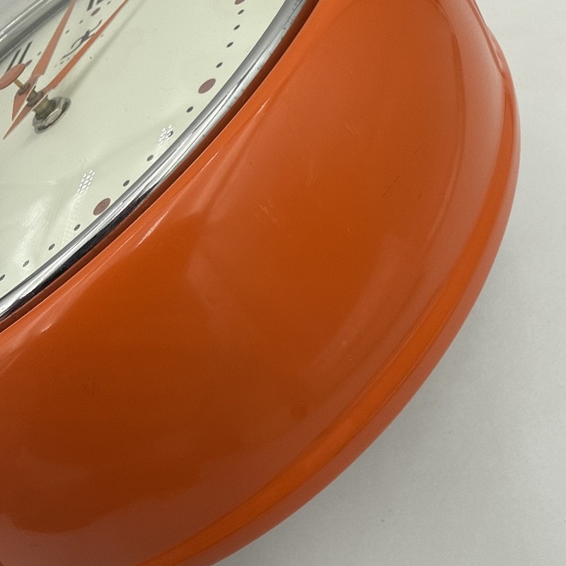 Infinity Instruments 9.5" Orange Retro Round Wall Clock Quartz Silent Metal gallery