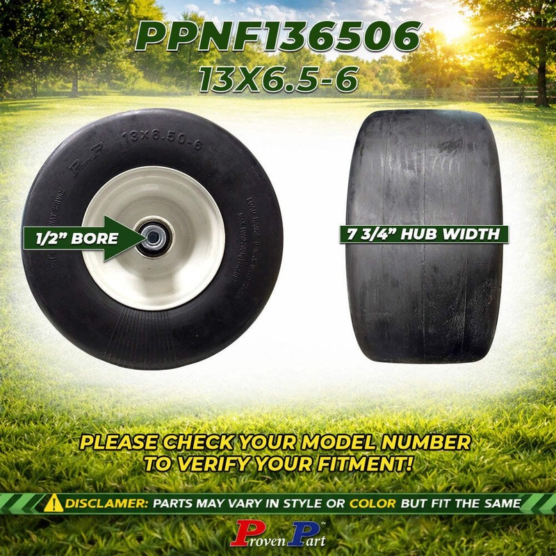 (2) FRONT SOLID TIRE ASSEMBLY PUNCTURE PROOF NO FLAT 13X6.5X6 FITS TORO 103-5185 gallery