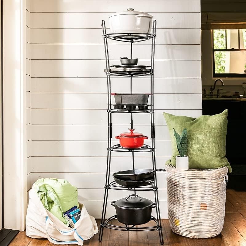 Lodge 6-Tier, Kitchen and Pantry Cast Iron Cookware Storage Organizing Black gallery