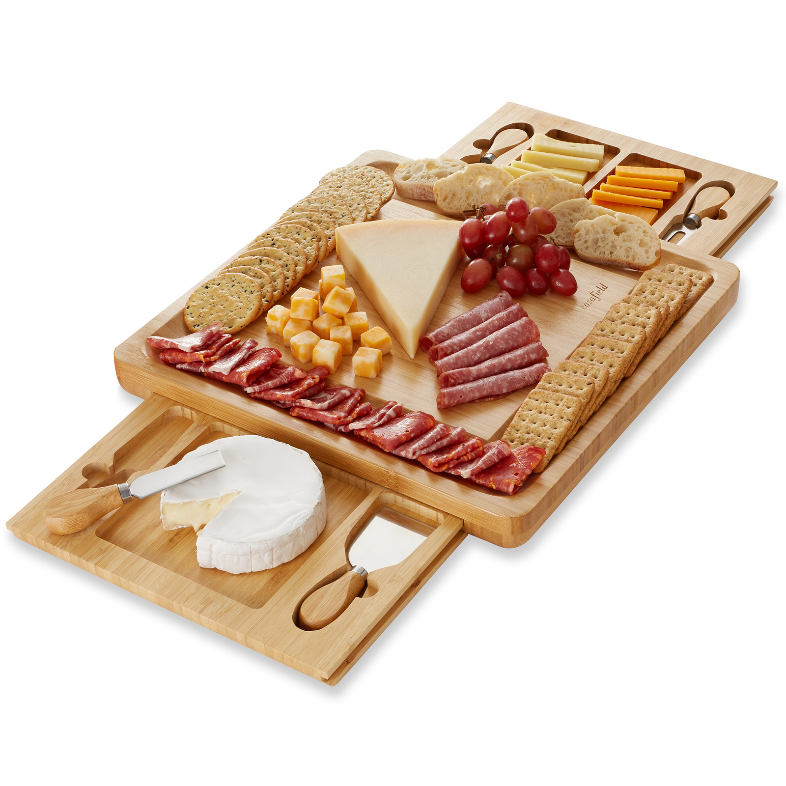 Bamboo Cheese Board and Knife Gift Set, Charcuterie Tray Wood Cutting Board gallery