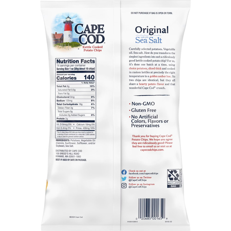 Cape Cod Potato Chips, Original Kettle Chips, 14 oz Party Size gallery