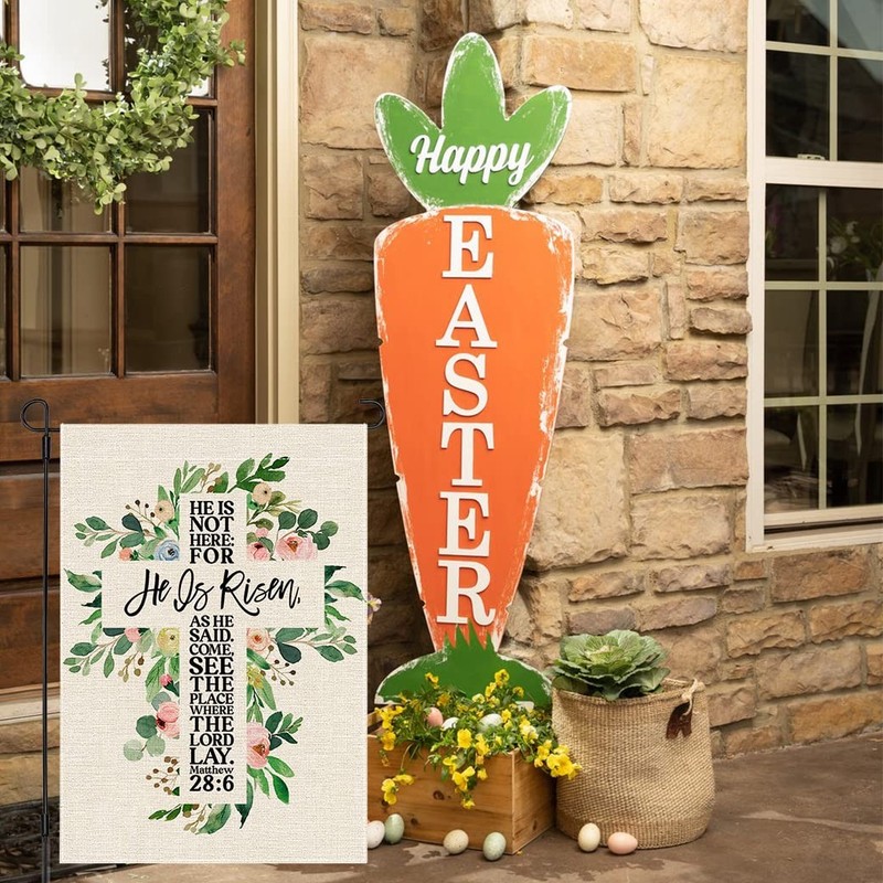 He is Risen Easter Garden Flag 12x18 Inch Double Sided Spring Greenery Leaves... gallery