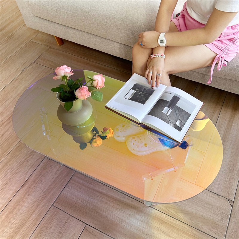 Gorgeous Iridescent Acrylic Side Table Cool Rainbow Coffee Table Home Art Decor gallery