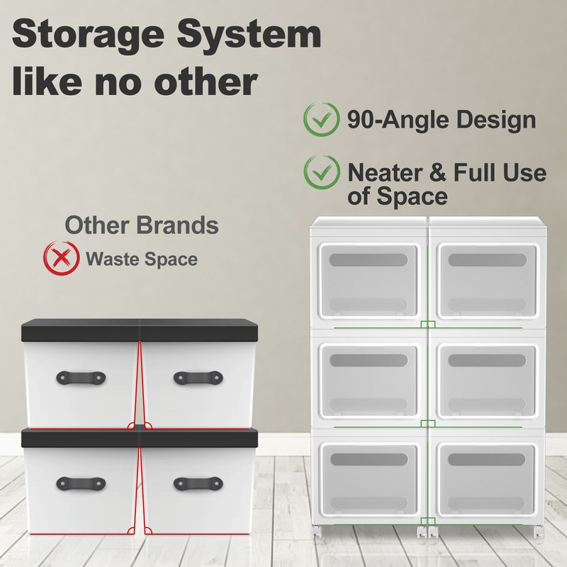 3Pcs 30QT Large Stackable Storage Bins with Lid, Plastic Closet Organizer gallery