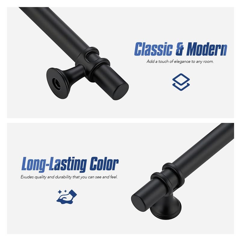 Pack 8-13/16 Inch Cabinet Pulls Handles 6-1/4 Inch Hole Center 10 Matte Black gallery