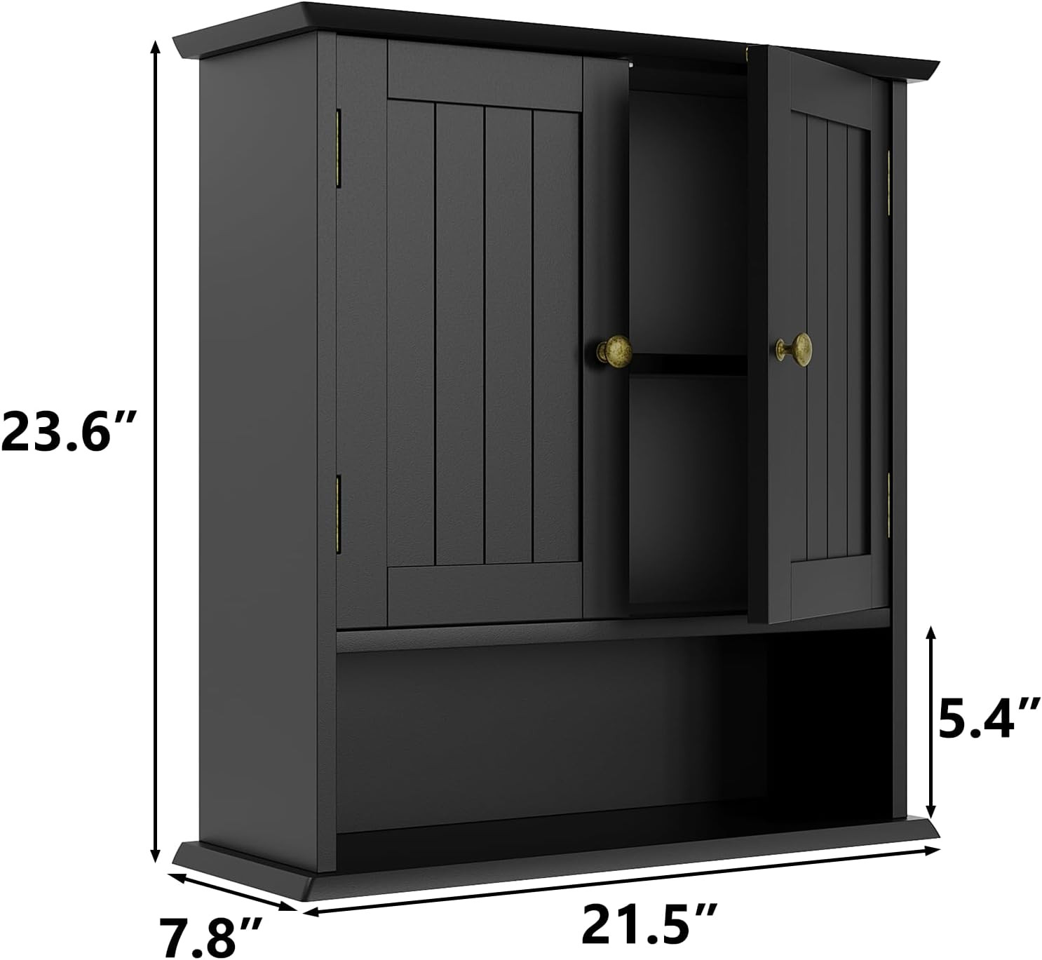 Stylish Wall-Mounted Bathroom Cabinet with 2 Doors & Open Shelf Storage gallery