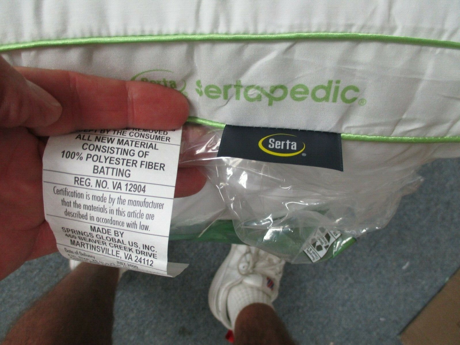 SERTAPEDIC Extra FIRM PILLOWS 2 each STD SIZE HYPOALLERGENIC MACHINE WASHABLE gallery