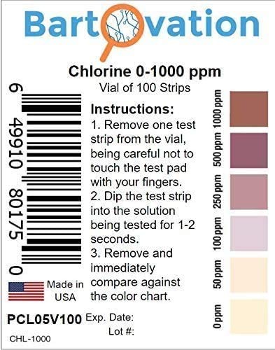 Free Chlorine/Bleach Test Strips, 0-1000 ppm [Vial of 100 Strips] gallery
