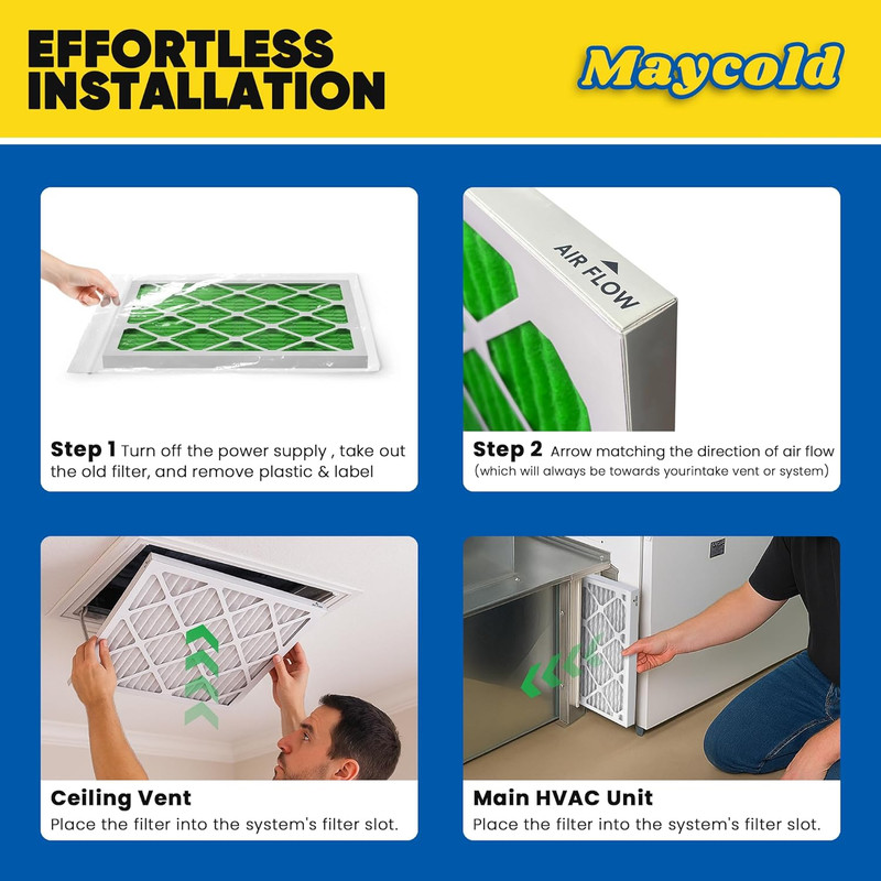 MERV 13 10X10X1 Air Filter (4-Pack), High-Efficiency Pleated AC & Furnace Filter gallery