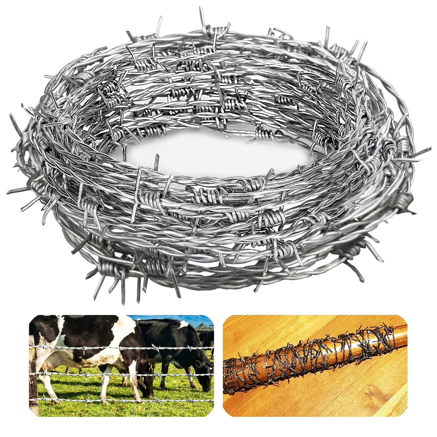 4 Point Barbed Wire, 18 Gauge Real Barb Wire Roll 20 Feet Barbwire for Fence, Ba gallery