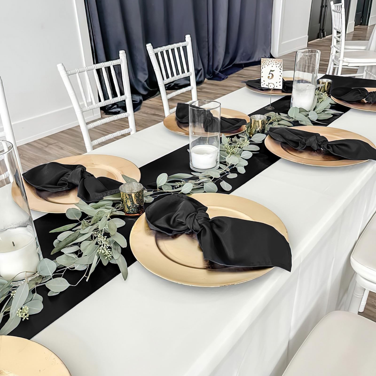 Black Satin Table Runners 10 Packs 12x108 inch for Baby Shower Wedding gallery