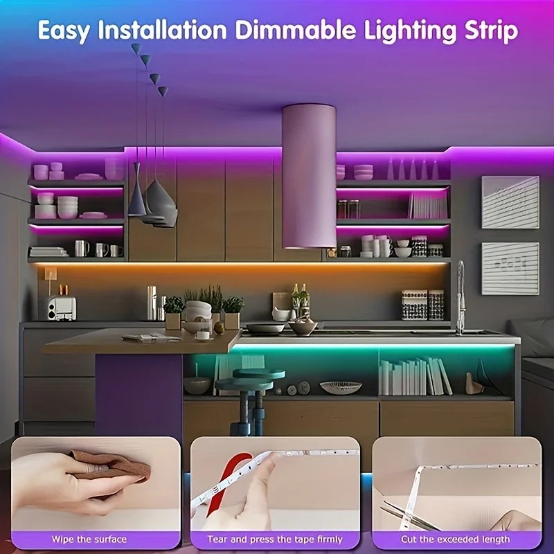 RGB LED Strip,Smart Light Flexible Ribbon Luces LED Tape with App Remote Control gallery