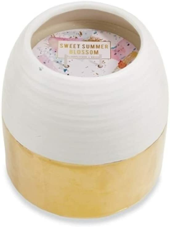 Mud Pie E0 Large Textured Stoneware Candle 4in - Choose Scent