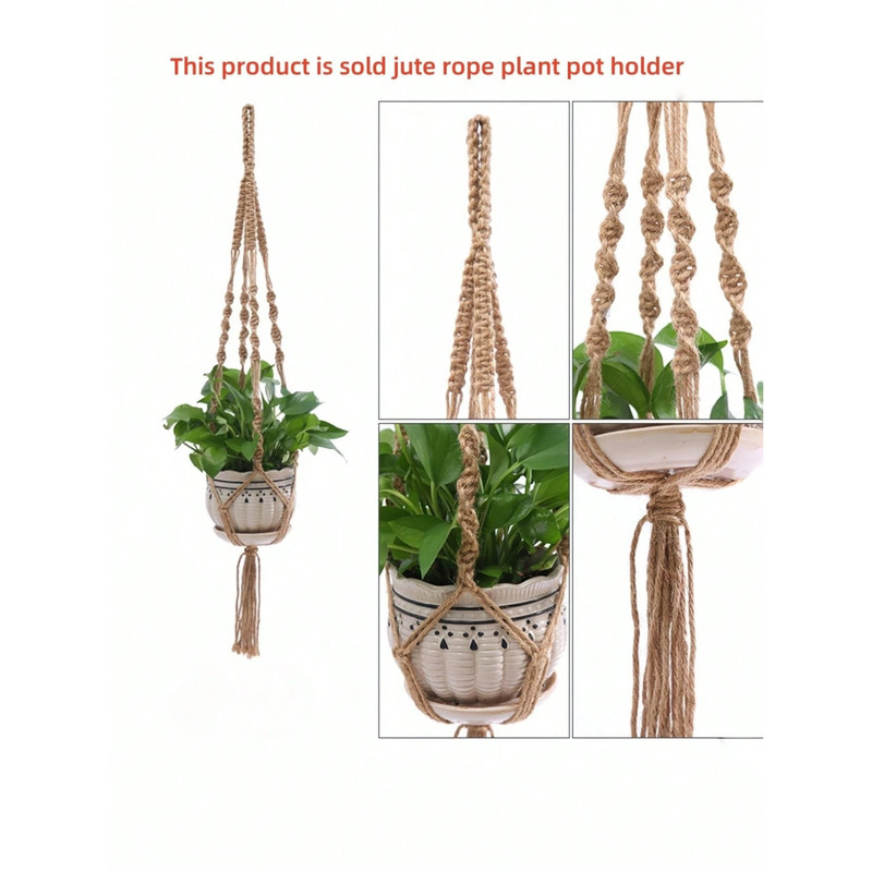 Plant Hanger Brown Rope Boho Macrame Hanging Basket Decor for Home Garden USA gallery