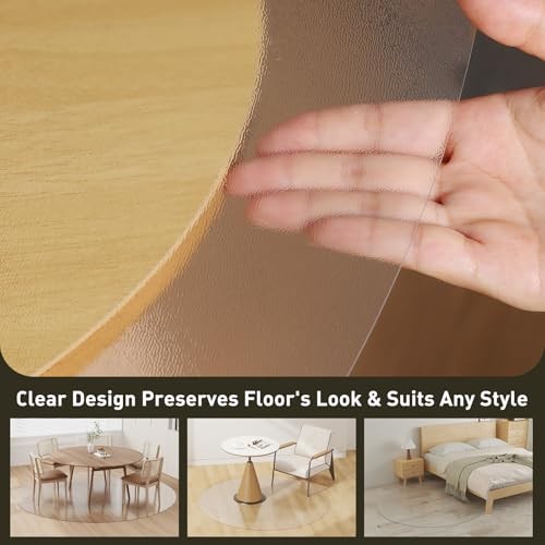 Clear Plastic Floor Mat for Under Dining Table, 4ft Round No Slip Waterproof gallery
