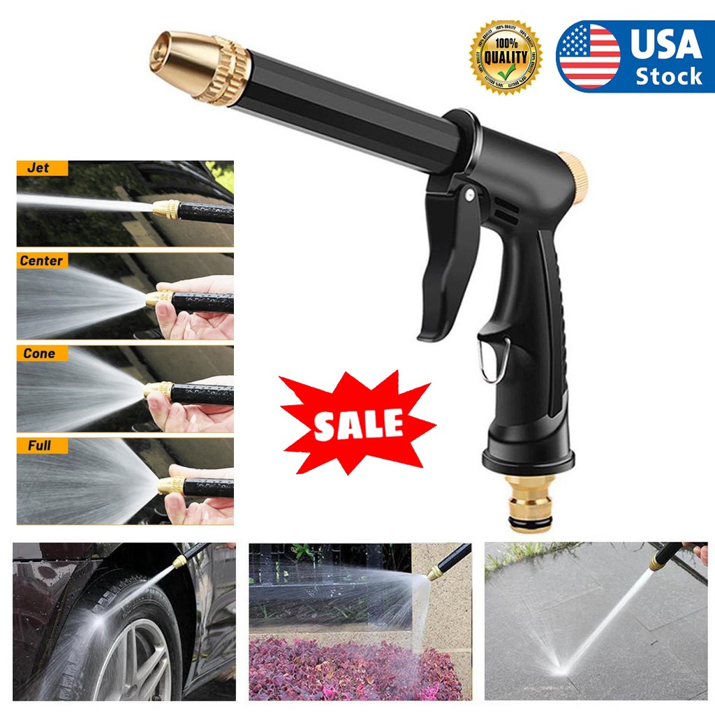 2x Heavy Garden Hose Nozzle Adjustable Spray Mode High-Pressure Rotary Spray Gun gallery