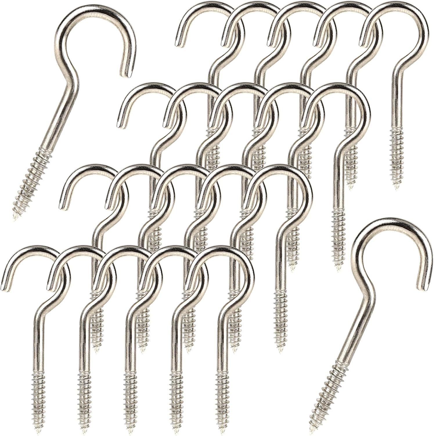 50Pcs Heavy Duty 2 Inch Metal Cup Hook - round End Self Tapping Screw Hooks, Sil gallery