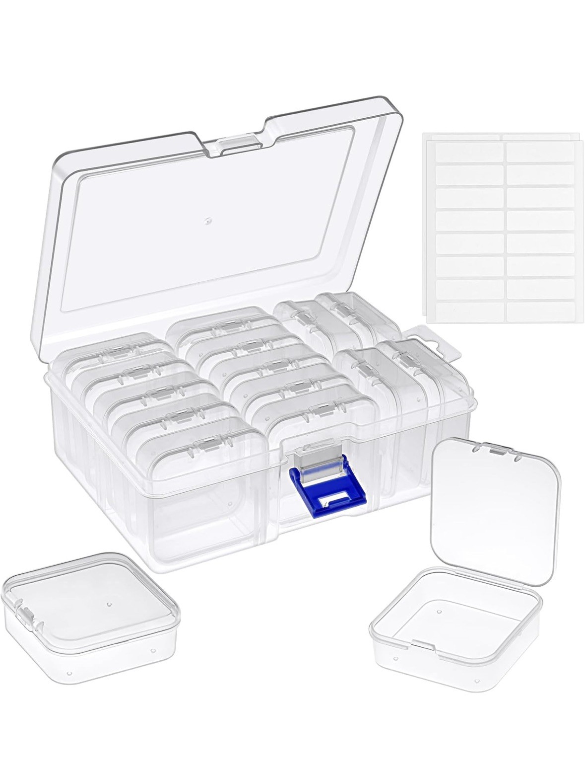 Bead Organizer 14 Pcs Clear Storage Boxes with Labels Jewelry Craft Box Set gallery