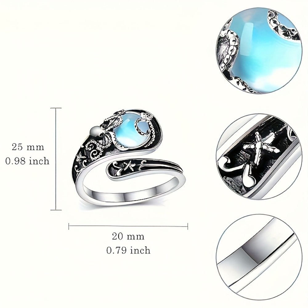 Women's Octopus Ring, Silver Tone Adjustable Band, Marine Animal Design, Gift gallery