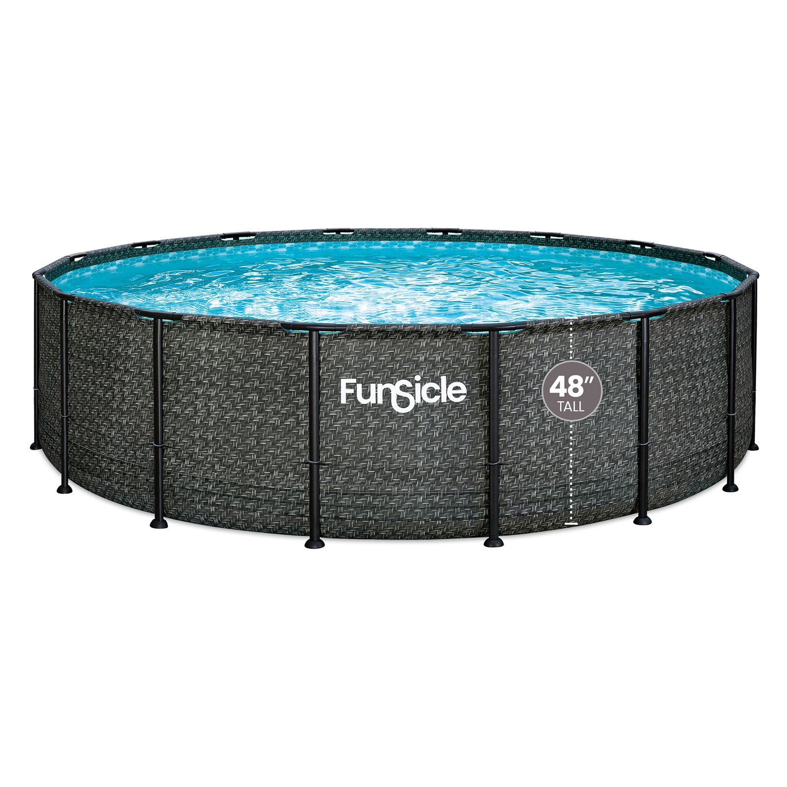 Funsicle 16' x 48" Oasis Designer Round Above Ground Pool, Dark Herringbone gallery