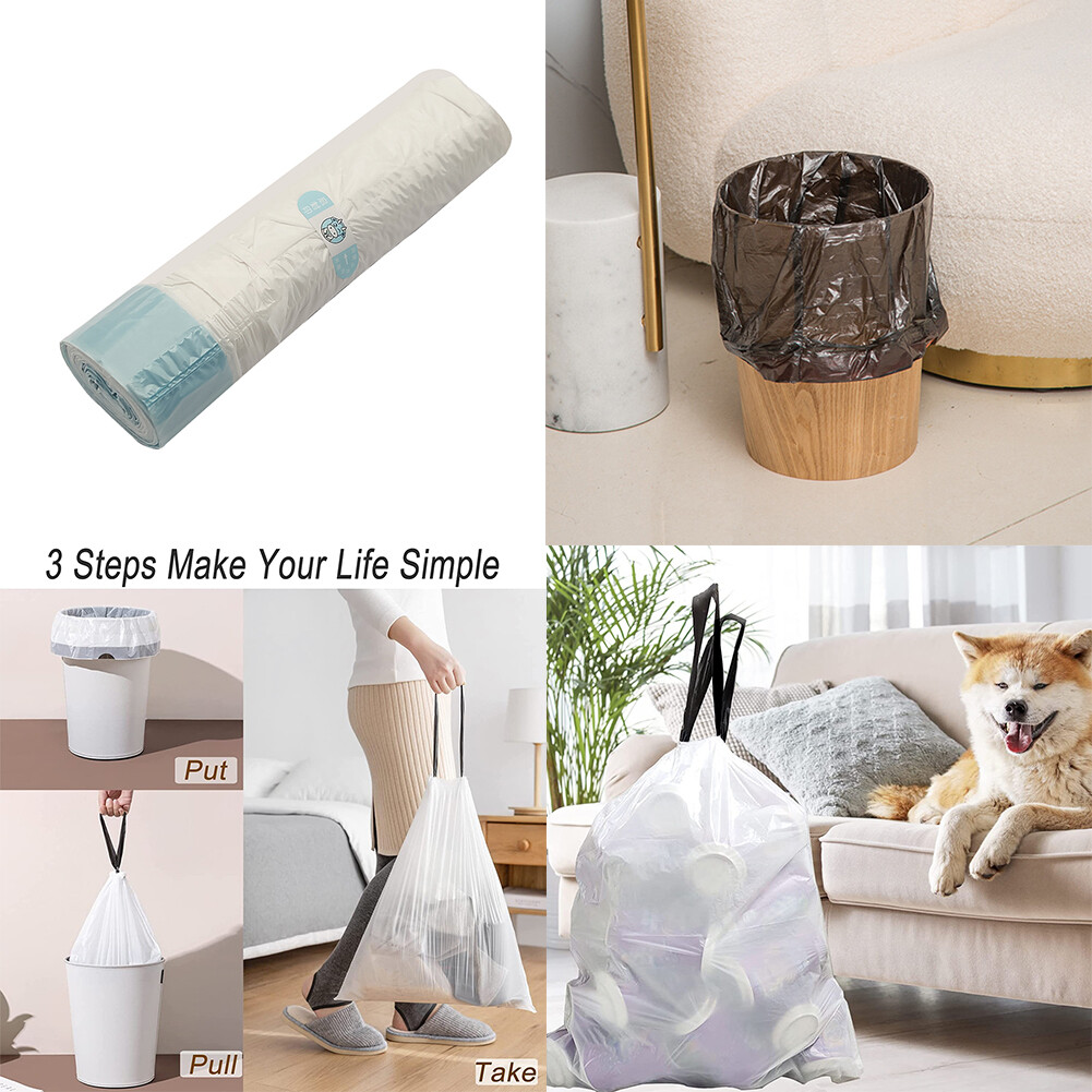 US 75-150 Pack 15 Liter Small Garbage Trash Bags Durable w/ Drawstring 4 Gallon gallery