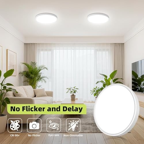 7 Inch Flush Mount Ceiling Light, 15W 1800LM Ceiling Light 7Inch-1pack White gallery