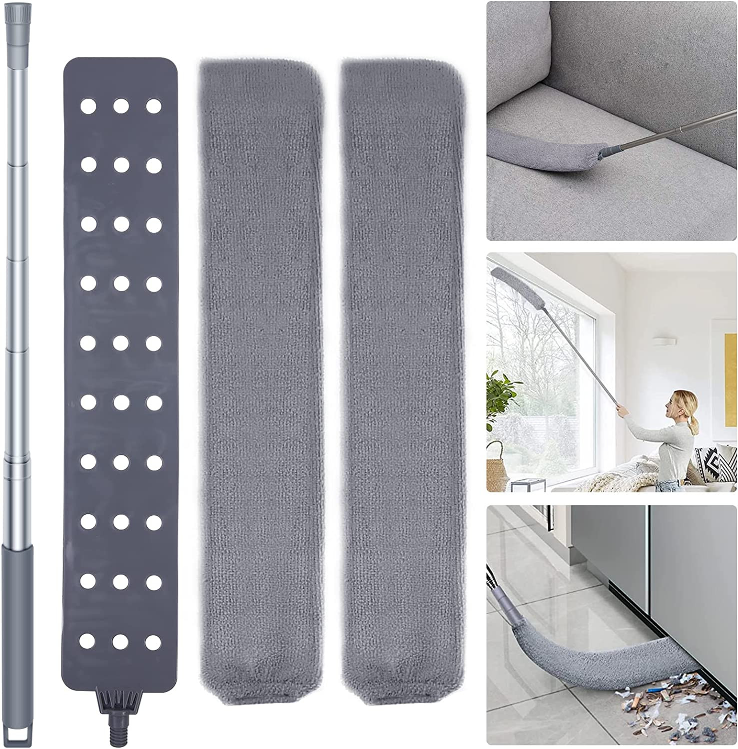 Retractable Gap Dust Cleaner Cleaning Tools with 2 Microfiber Dusting Cloths Lon gallery