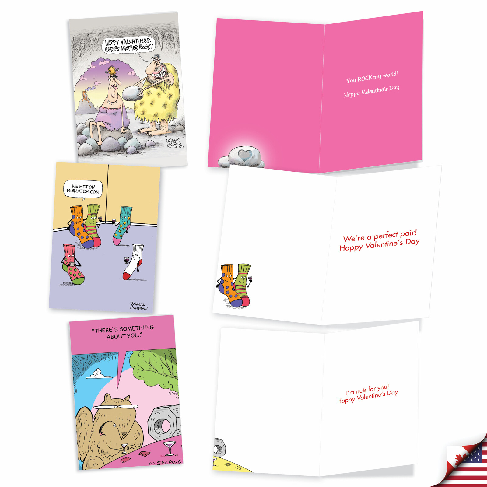 20 Asst'd Funny Valentine's Day Greeting Cards w/Env. (10 Designs) Heart Toons gallery
