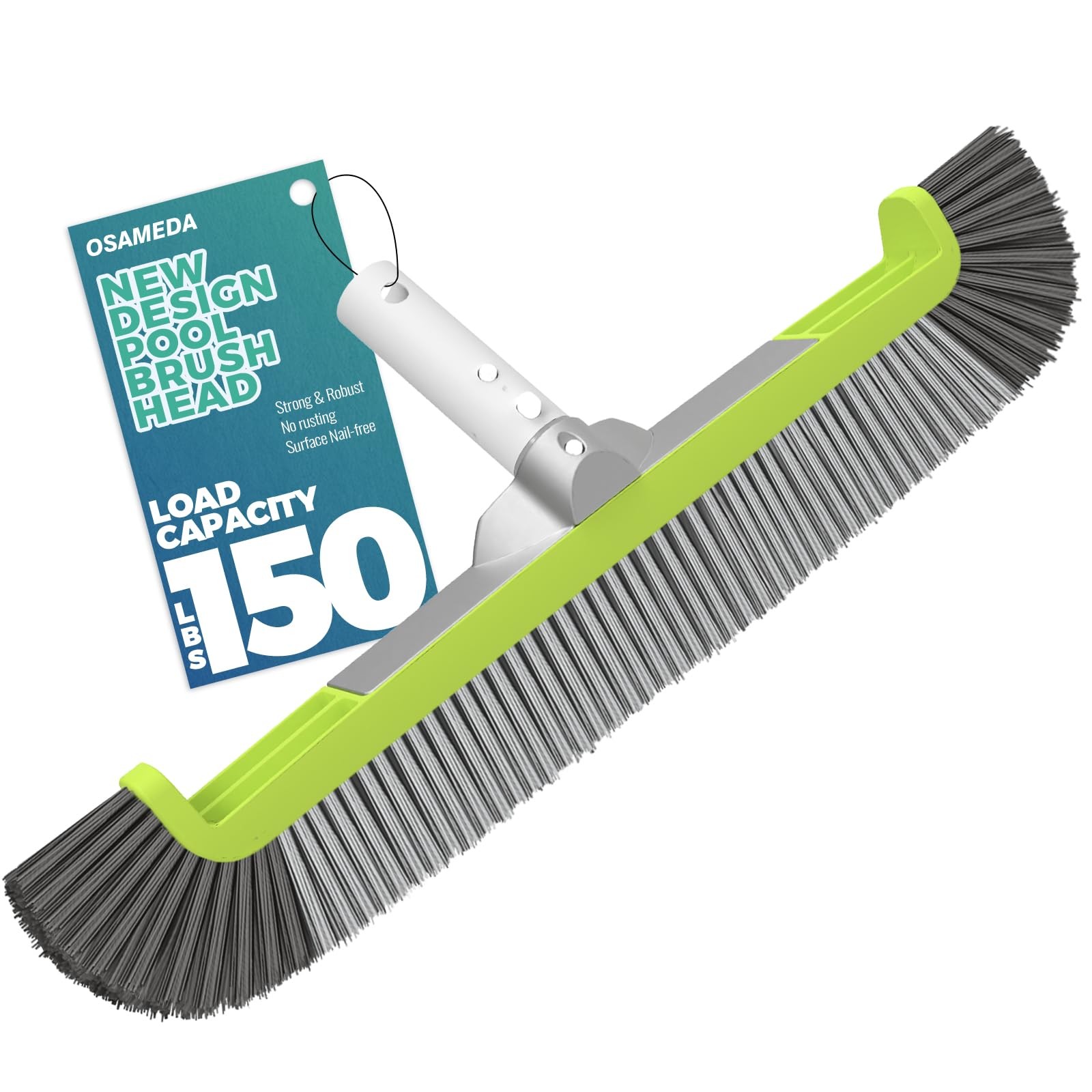 18" Pool Brush Head for Cleaning Walls, Curved Ends for Tile & Vinyl Pools gallery