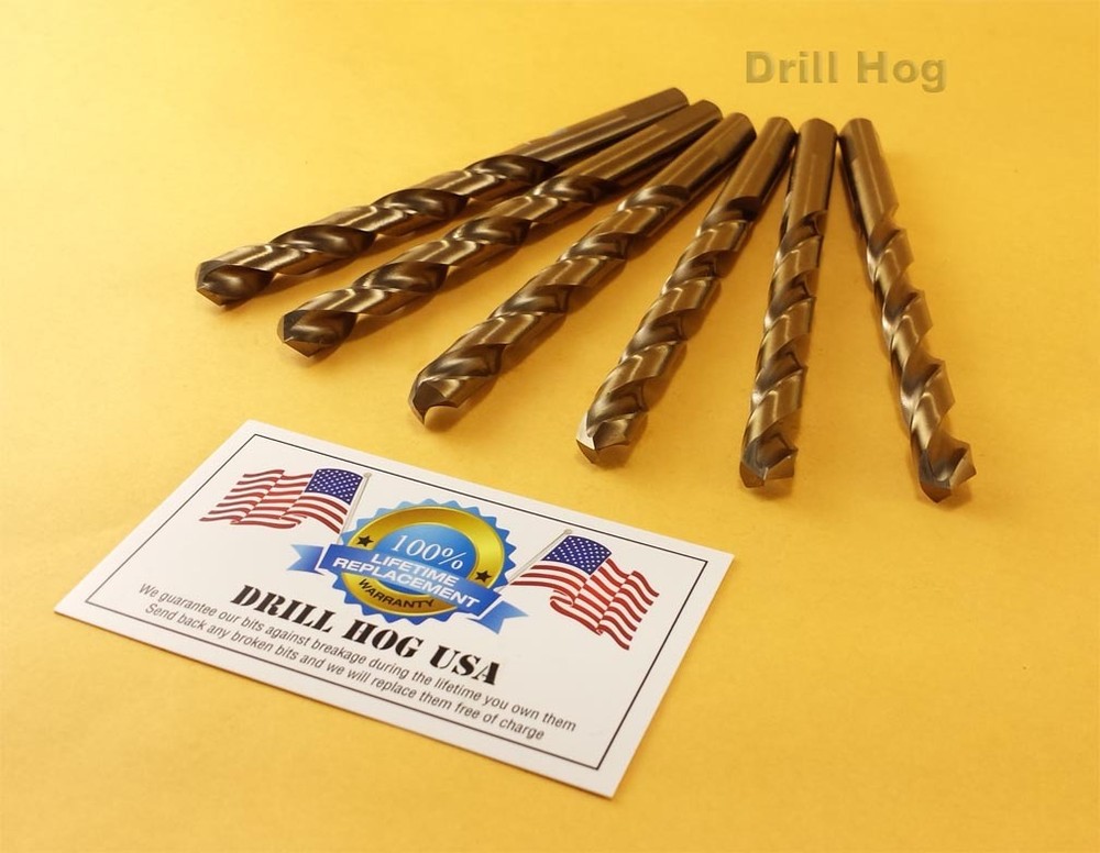 Drill Hog® 3/8" Cobalt Drill Bits M42 3/8" Drill Bit 6 Pack Lifetime Warranty