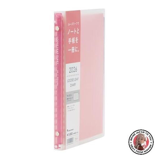 NEW Maruman 2026 Planner Notebook Diary Monthly 20-Hole A5 Pink FD42-26-08 gallery
