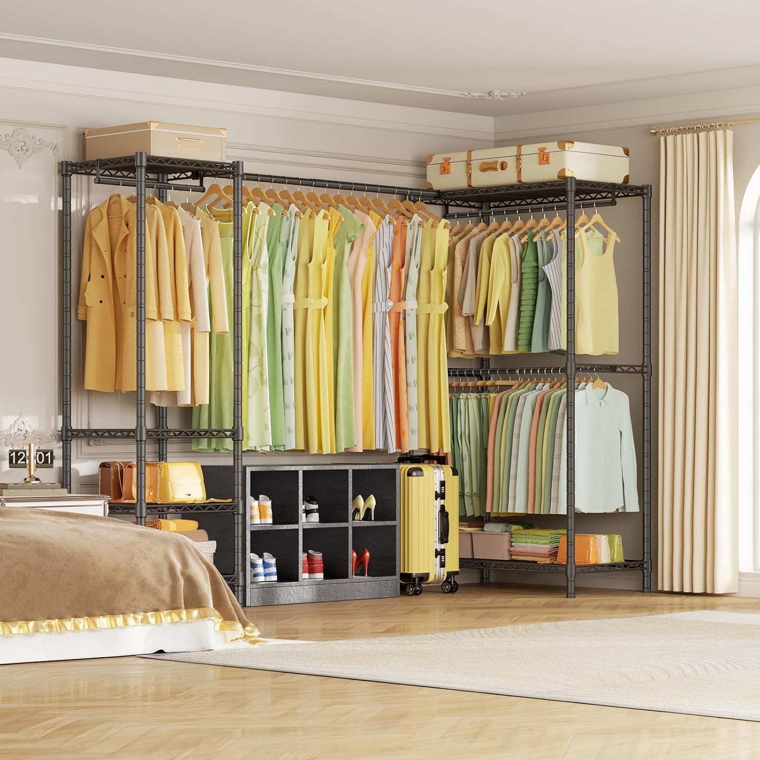 E10L L-Shaped Clothes Rack for Corner（With Expandable Hanger Rod）Heavy Duty Free gallery