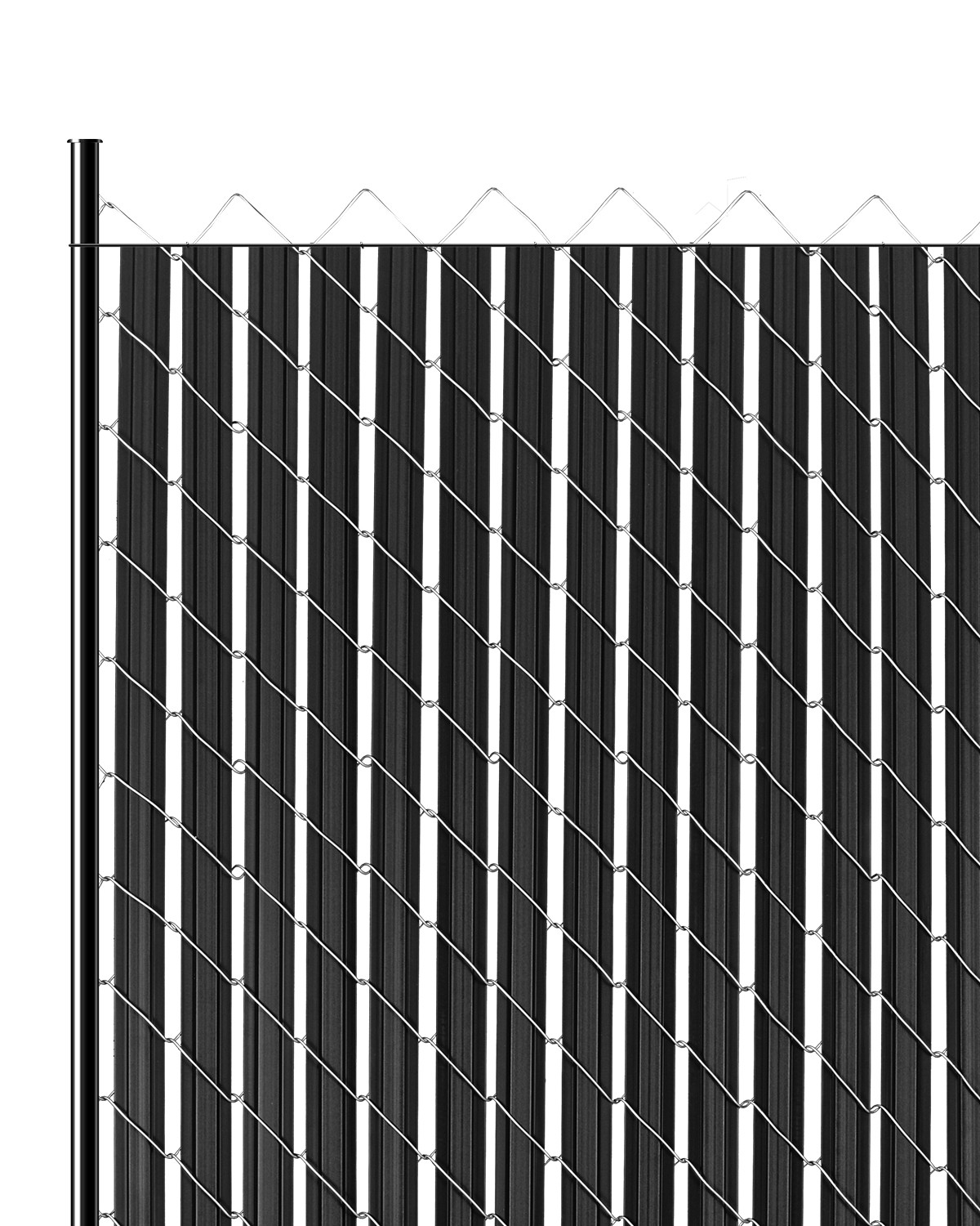 Chain Link Fence Privacy Slats Double-Wall with Wings for 8' High Fence Black gallery