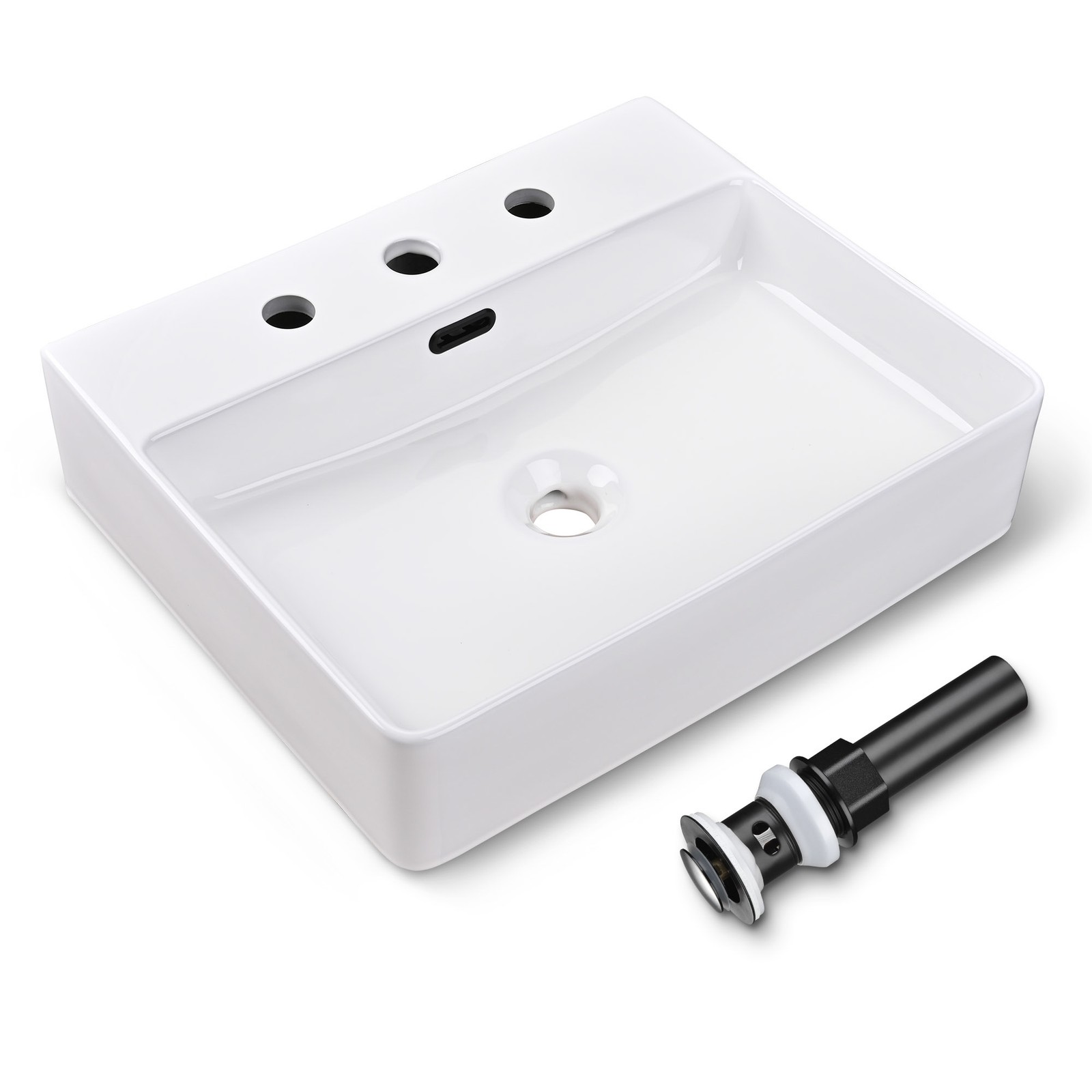 Aquaterior 20" Rectangle Porcelain Ceramic Bathroom Sink Wall Mounted Basin gallery