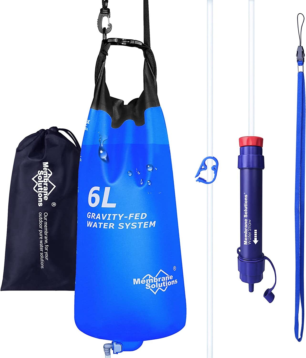 6L Gravity Water Filter Straw Bag Drinking Purifier Outdoor Camping Emergency gallery