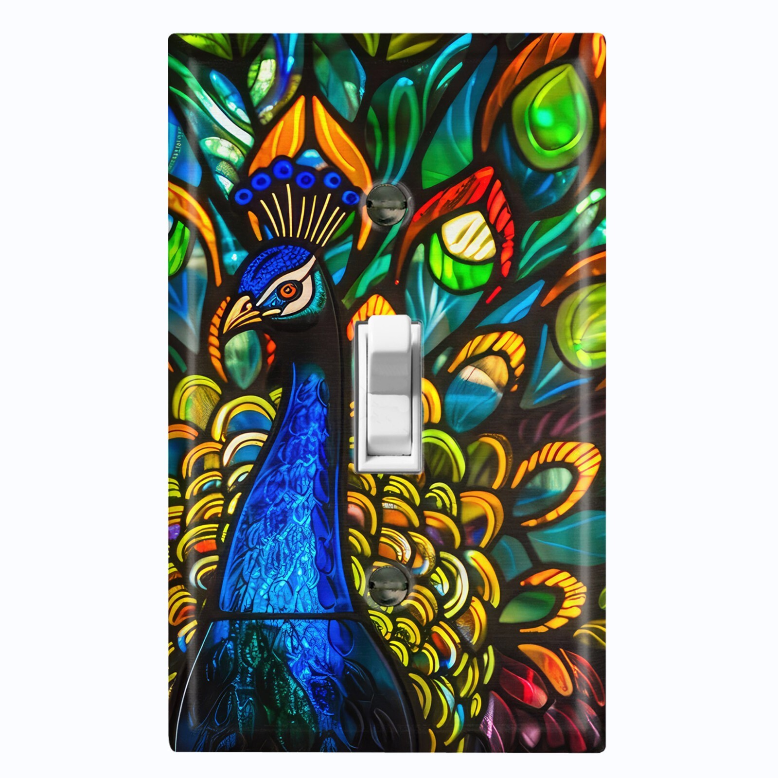 Metal Light Switch Outlet Cover Decorative Wall Plate Colorful Peacock EAN106 gallery