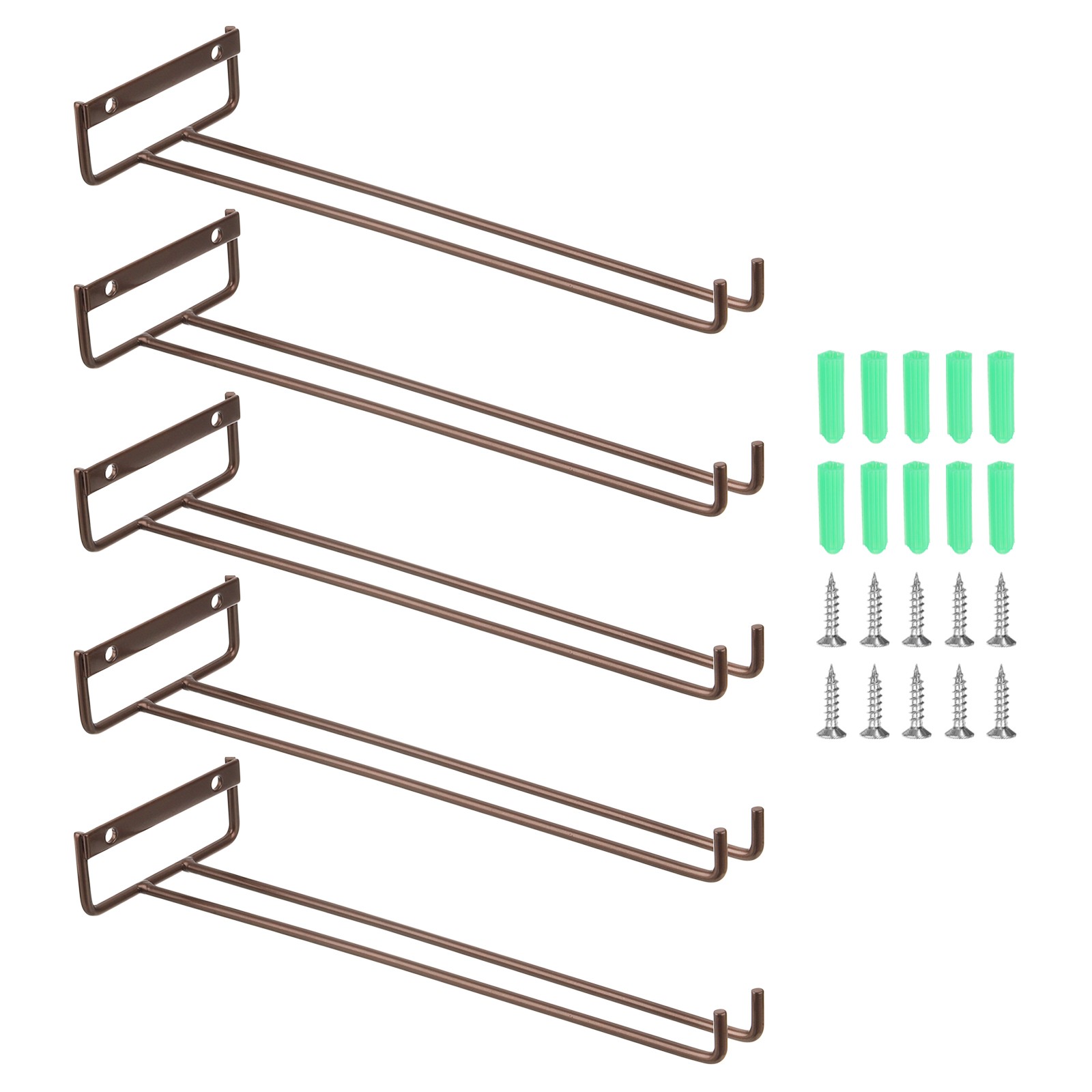 11.81 Inch Iron Wine Glasses Rack for Cabinet Kitchen, Bronze, 5Pcs gallery