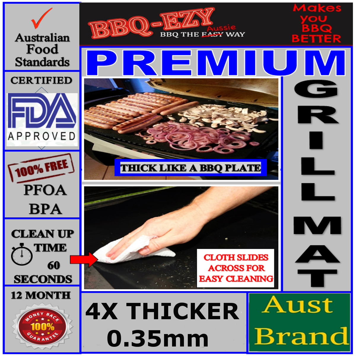 BBQ Grill Mat Rigid(4*Thick) PREMIUM Non Stick AUSSIE BRAND Money Back Guarantee gallery