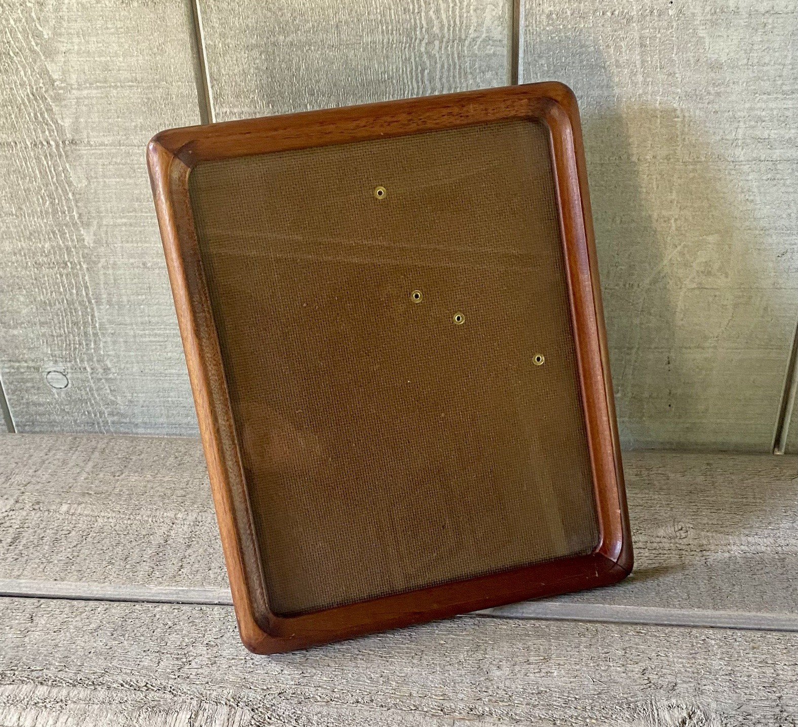 Vintage Teak Picture Frame Minimalist Mid Century Easel Back Thailand gallery