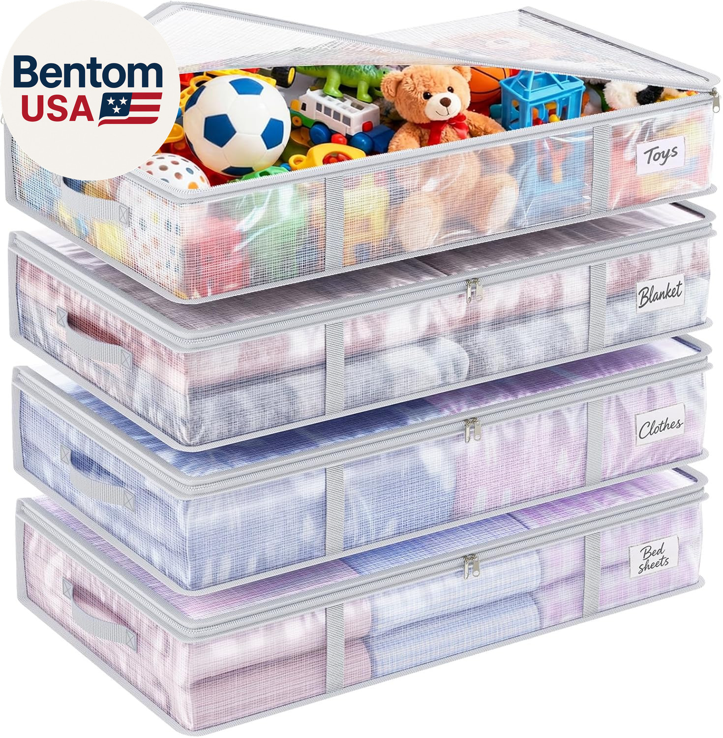 4Pcs 90L under Bed Storage Containers Bins Clear Closet Underbed Organizers and gallery