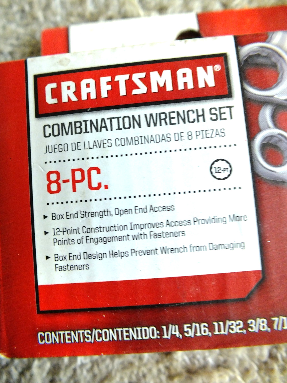 NEW IN BOX CRAFTSMAN COMBINATION WRENCH SET 8 PIECE 1/4" TO 5/8" FULL POLISH gallery