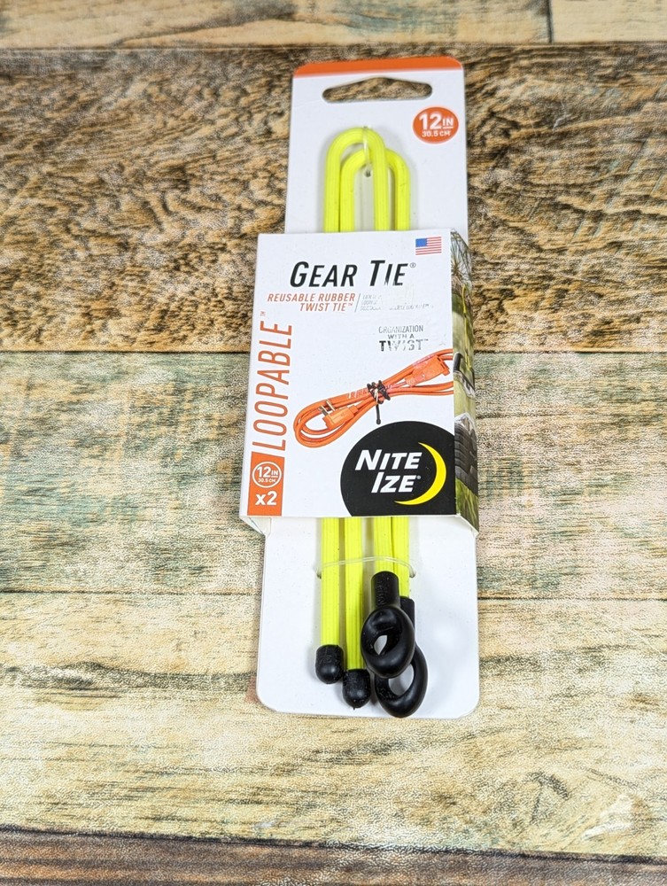 Nite Ize 2-Pack Gear Tie Loopable Twist Tie, 12" - Neon Yellow