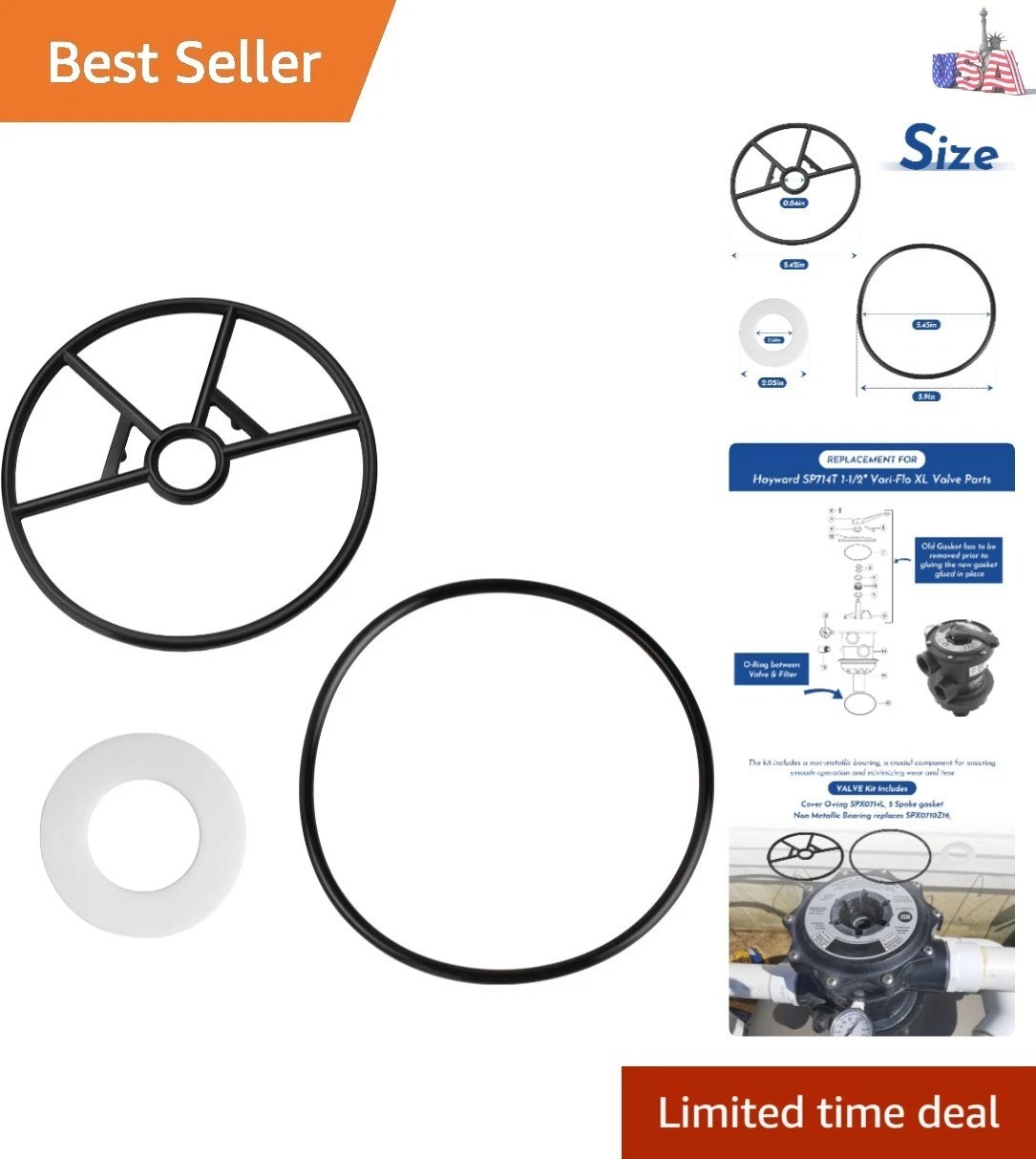 O'ring Gasket Rebuild Kit for Hayward Vari-Flo XL Valve SP714T gallery