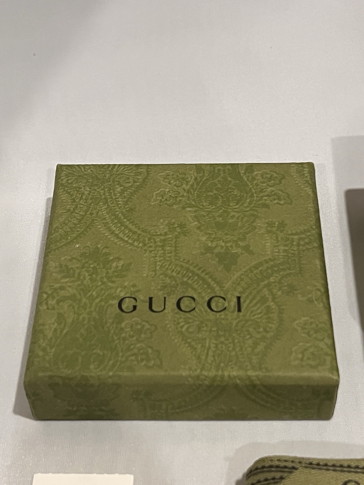 Gucci Small Green Brocade Gift Empty Jewelry Box Wallet - Empty 3” x 3” x 1.5” gallery
