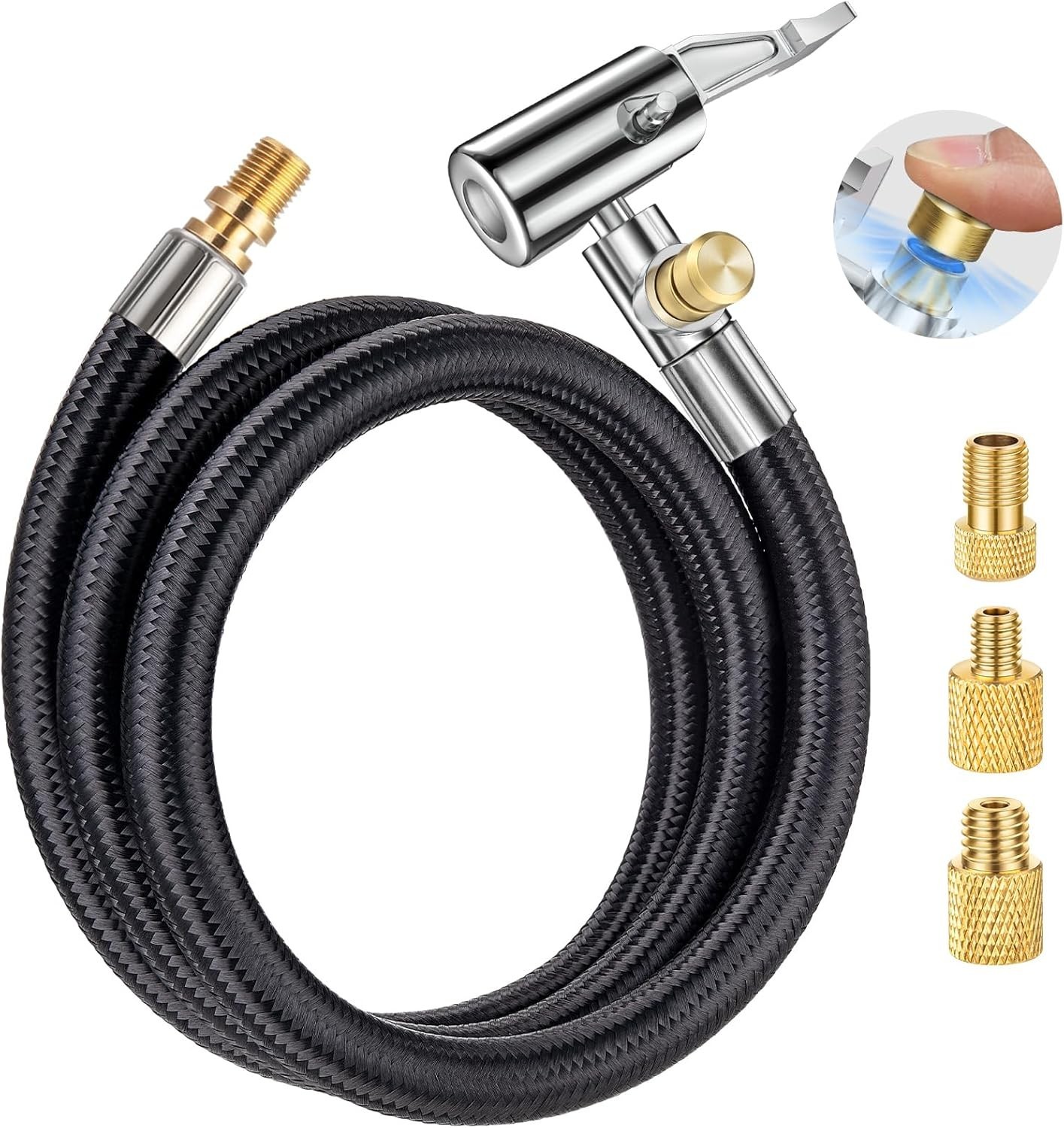 33" Lengthened Tire Inflator Hose Adapter Quick Connect&Release, Lock on Air Chu gallery